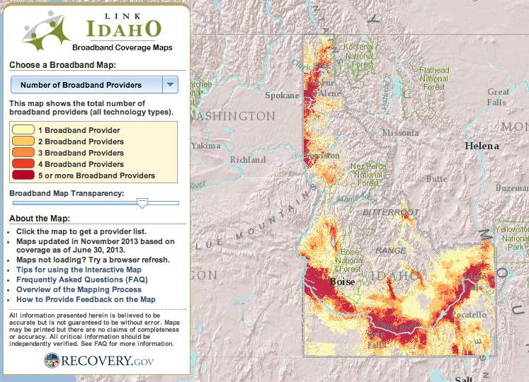 Idaho broadband map
