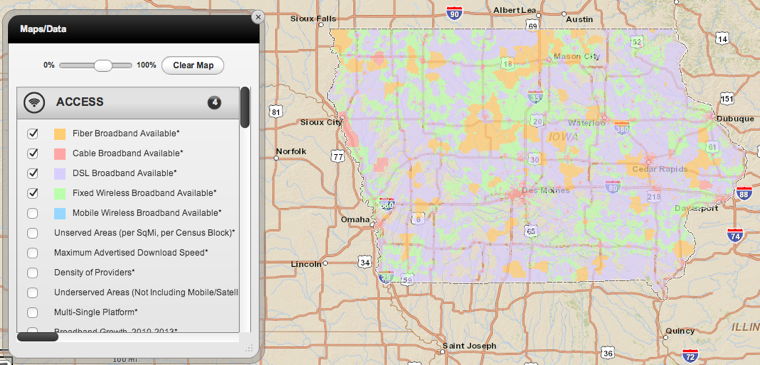 Iowa broadband map