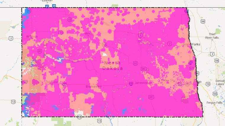 North Dakota broadband map