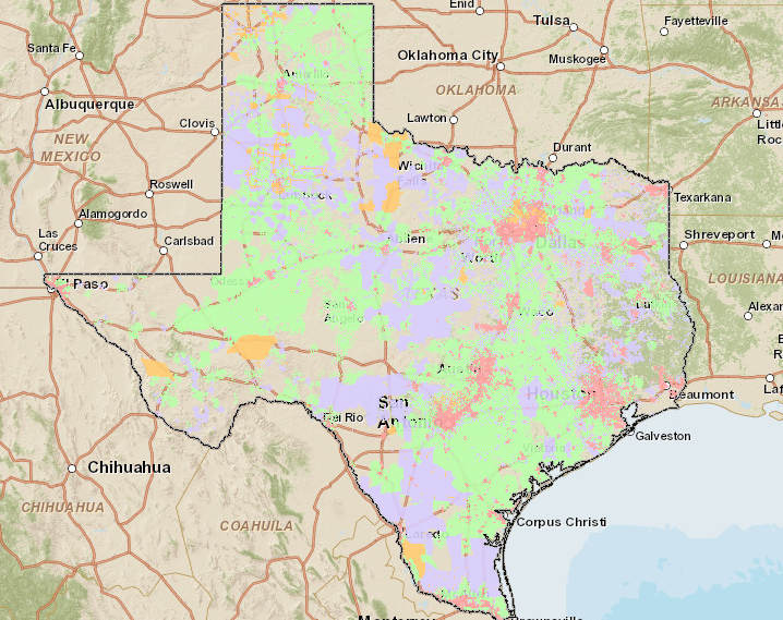 Texas broadband map