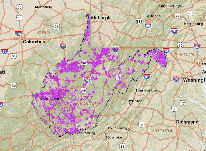 West Virginia broadband map