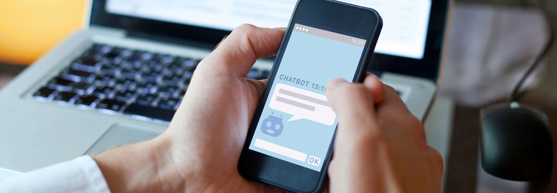 chatbot concept, chat robot answering questions of users online on website