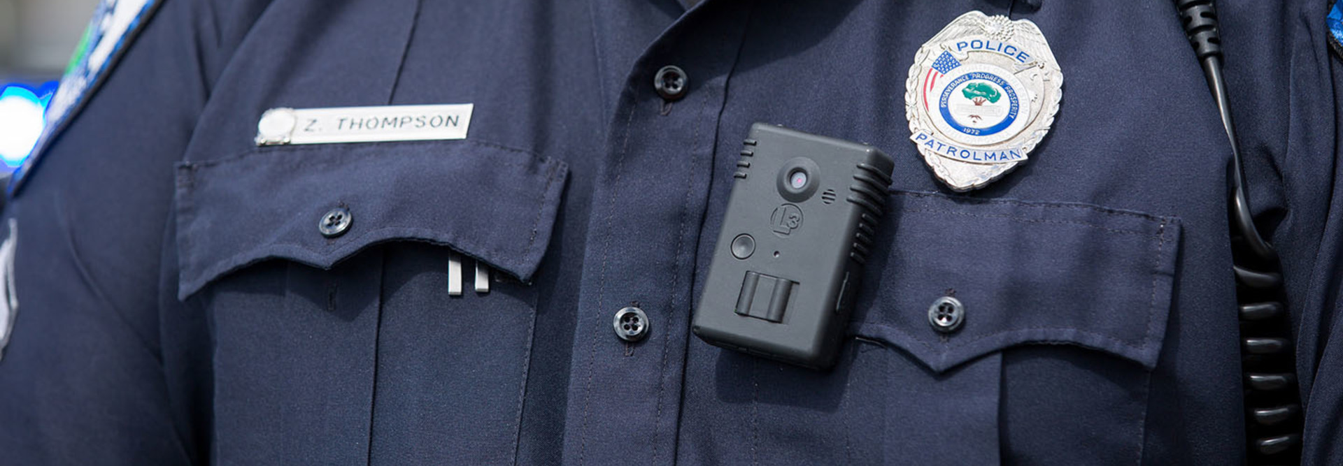 Policeman wearing body camera