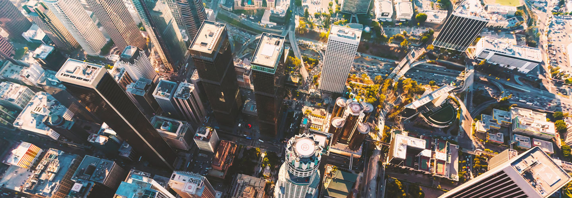 Aerial view of a Downtown Los Angeles