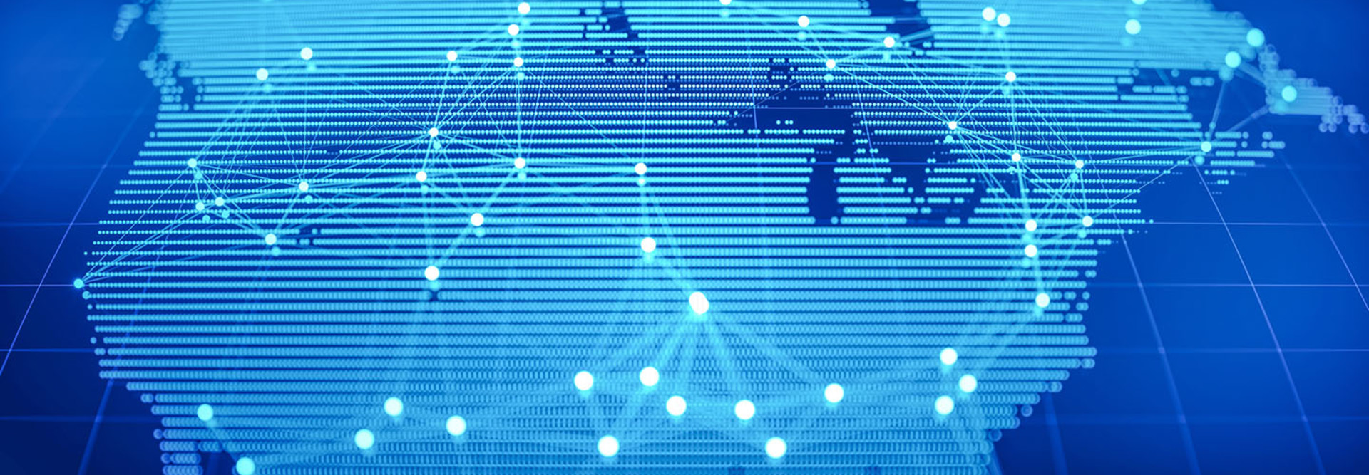 Abstract globe with blue lights and networks.