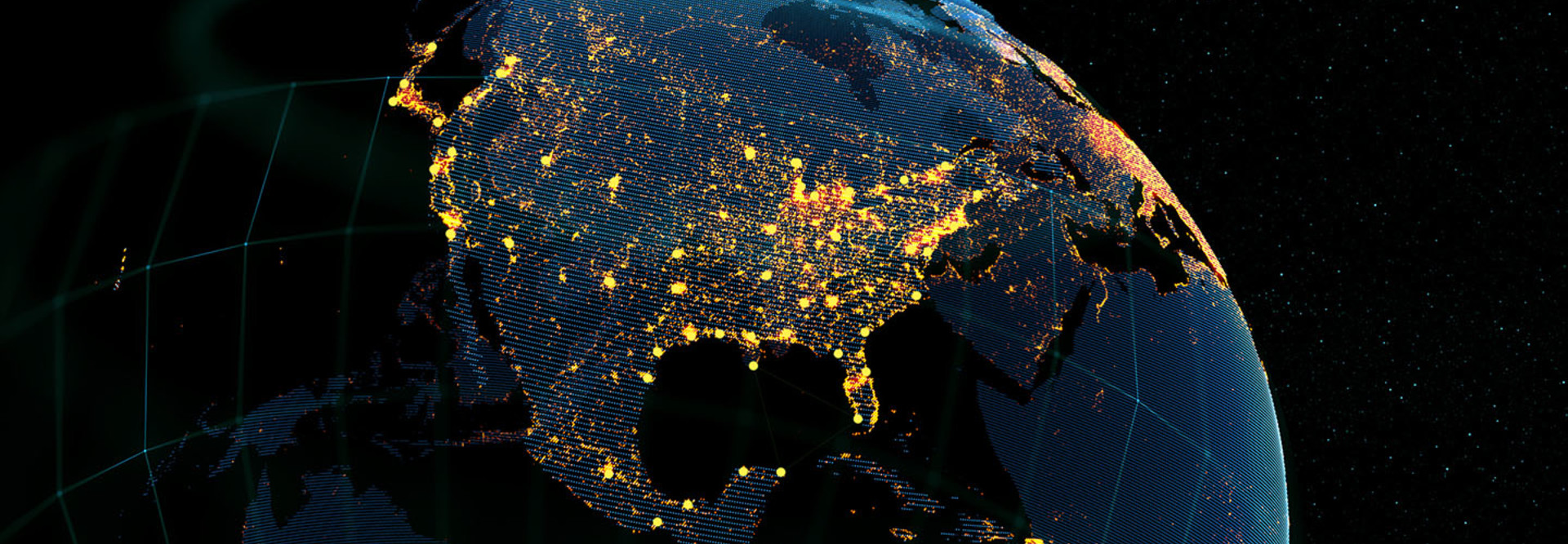  Connection lines Around Earth Globe, Futuristic Technology Theme Background with Light Effect. 3D Rendering