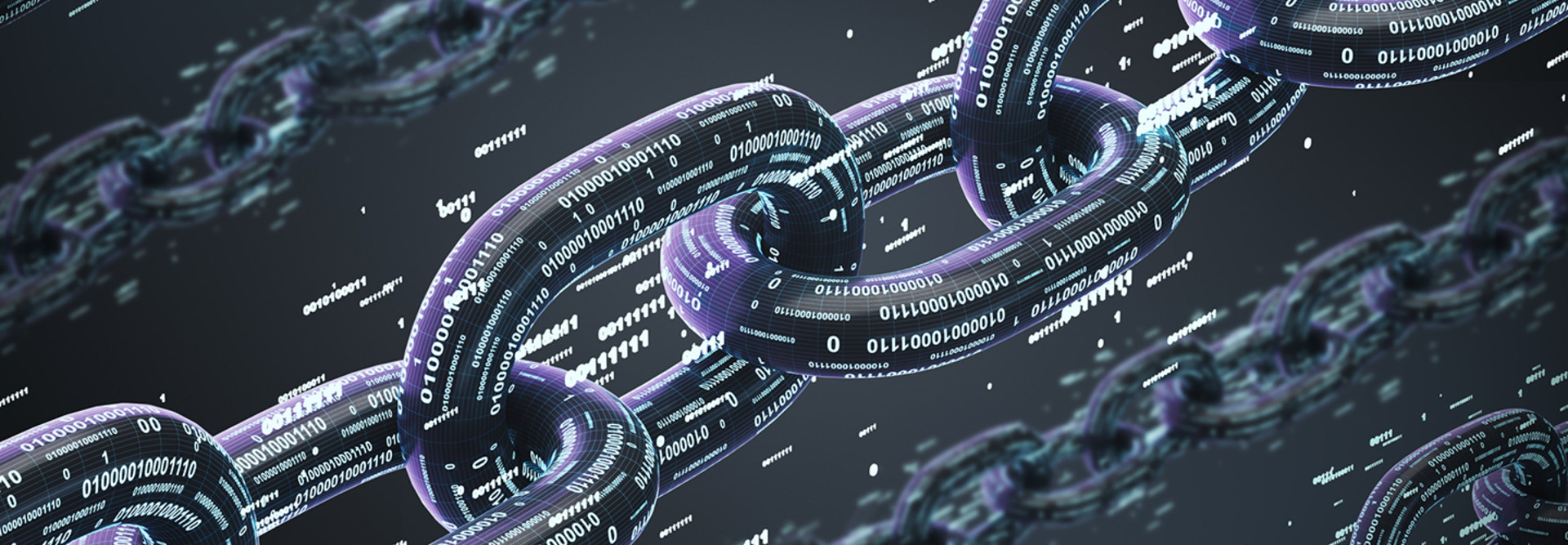 Blockchain illustration of linked chains 