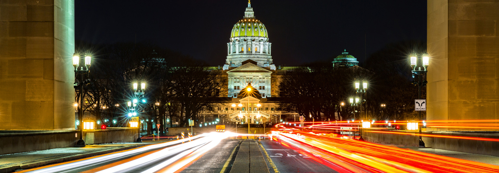Pennsylvania statehouse at night 