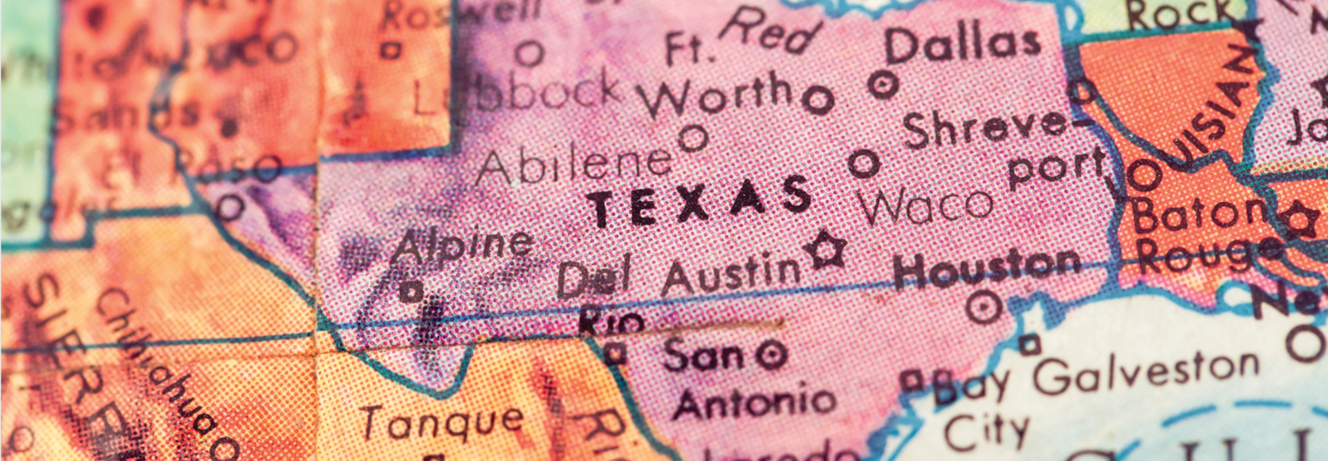 Map of Texas and surrounding states