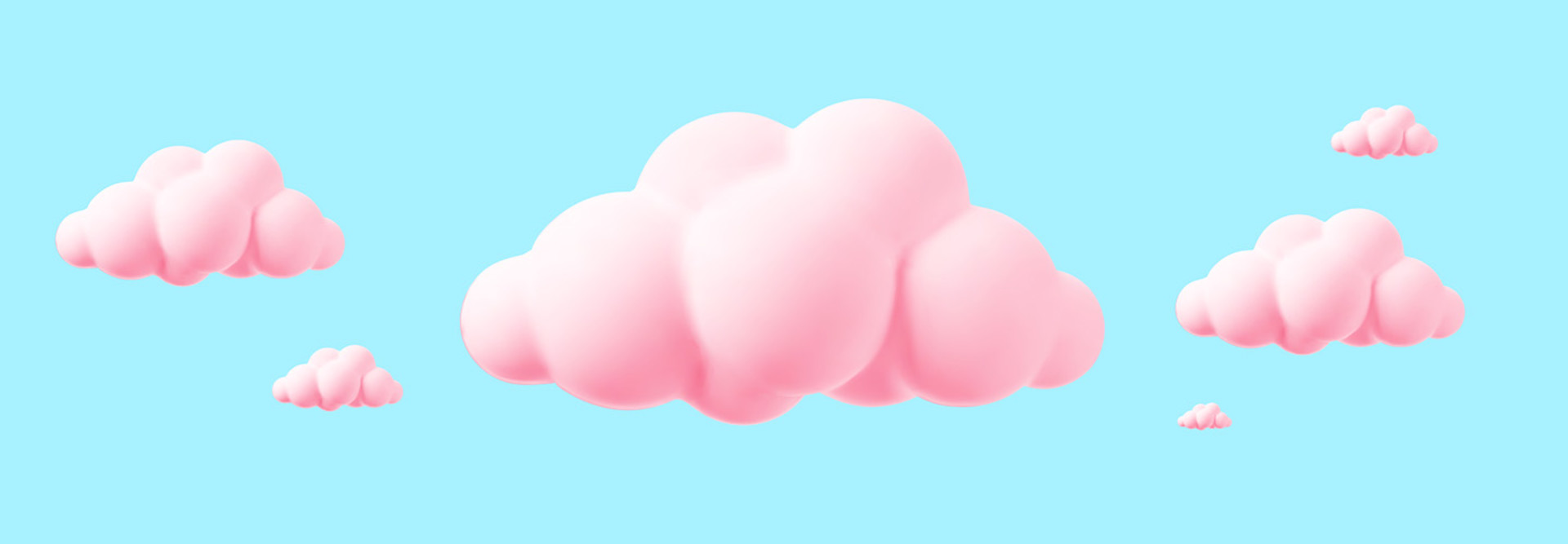 Pink fluffy clouds on a blue background 