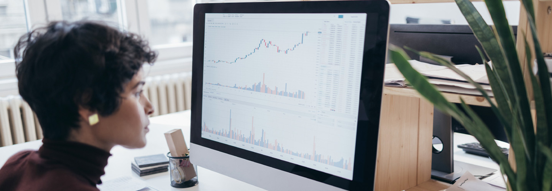 Person reviewing analytics at computer