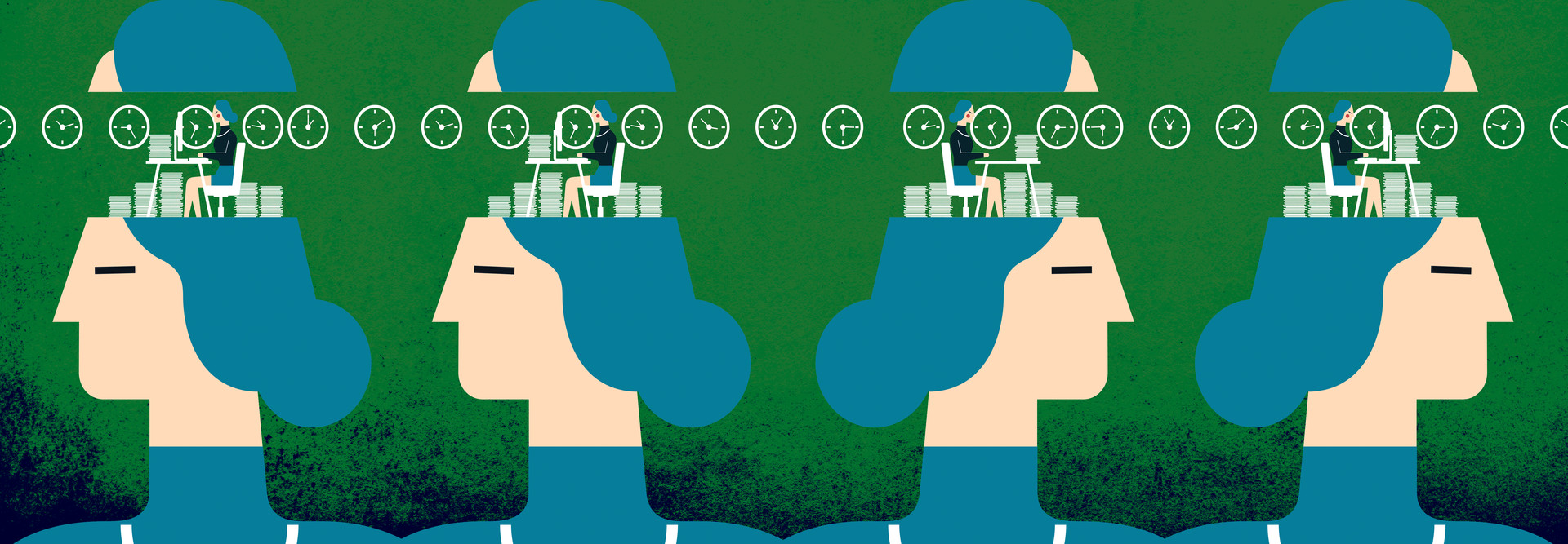 Illustration of person working on desktop
