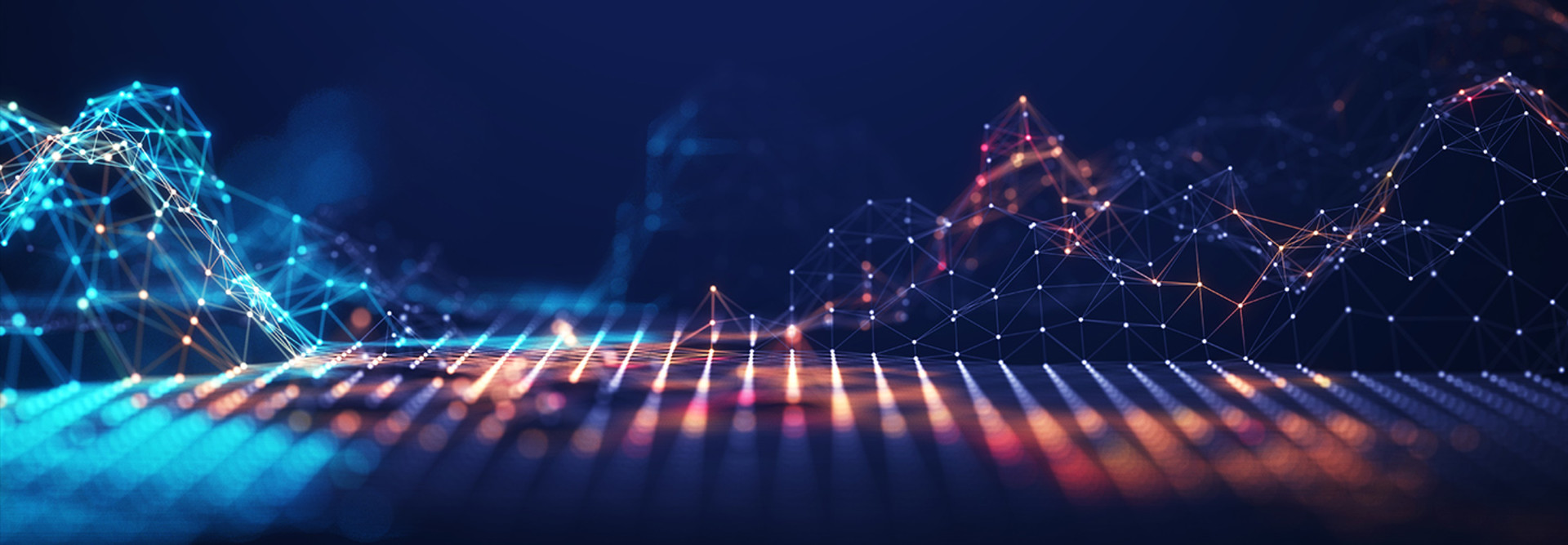 Abstract connected dots and lines. Concept of AI technology.