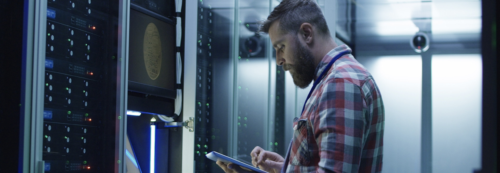 Person working in data center