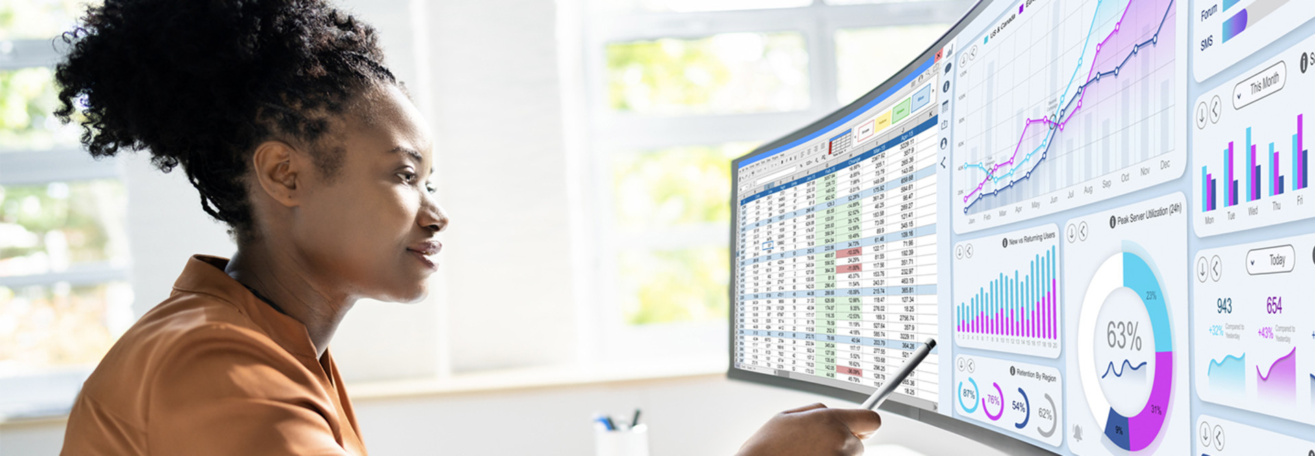 Person reviewing data analytics