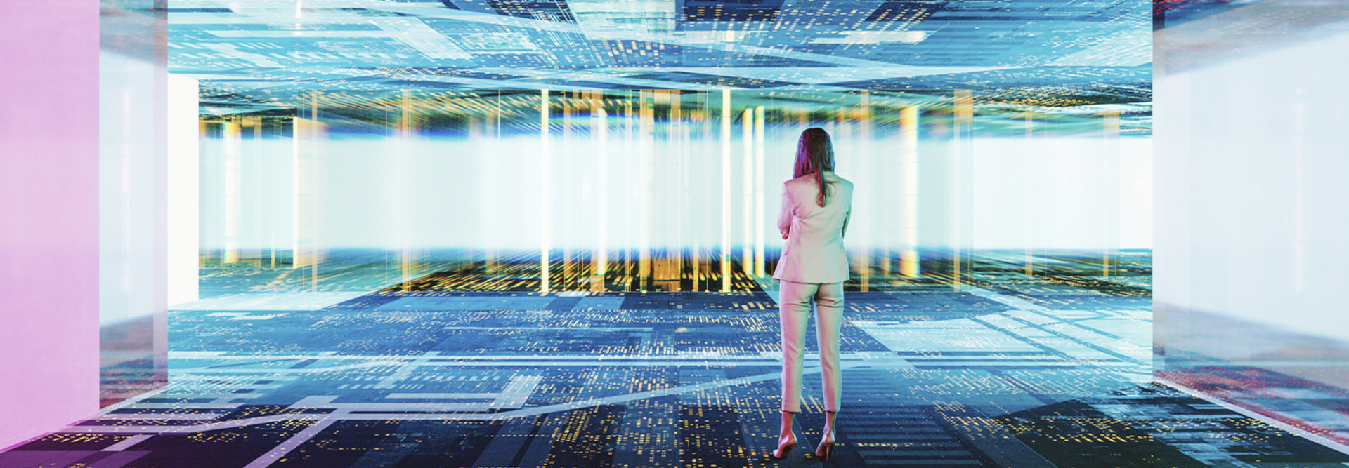 Person navigating a digital landscape