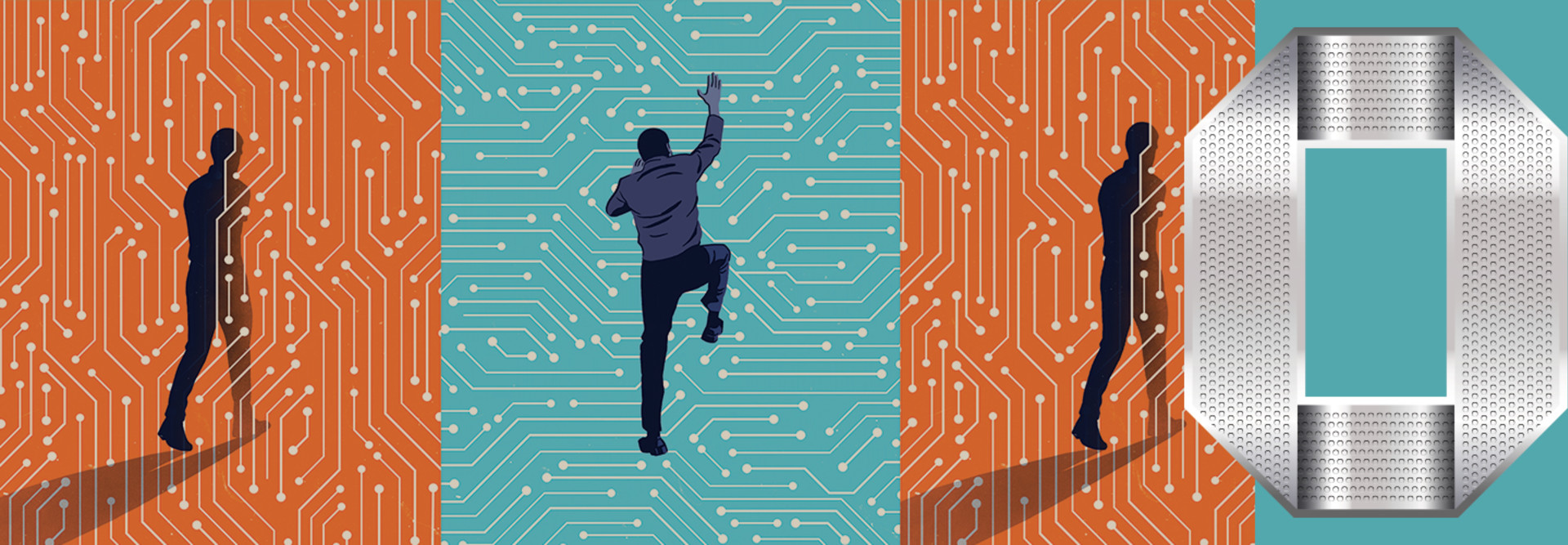 People navigating a digital landscape