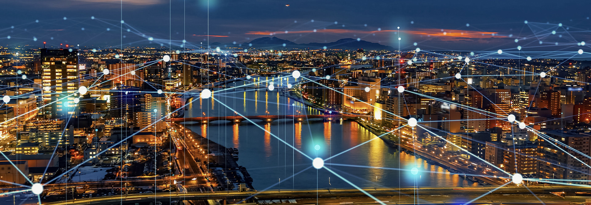 Modern cityscape and communication network concept