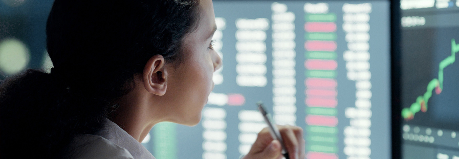Person analyzing financial data
