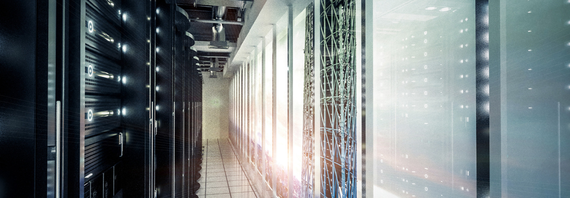 Network servers racks with skyline