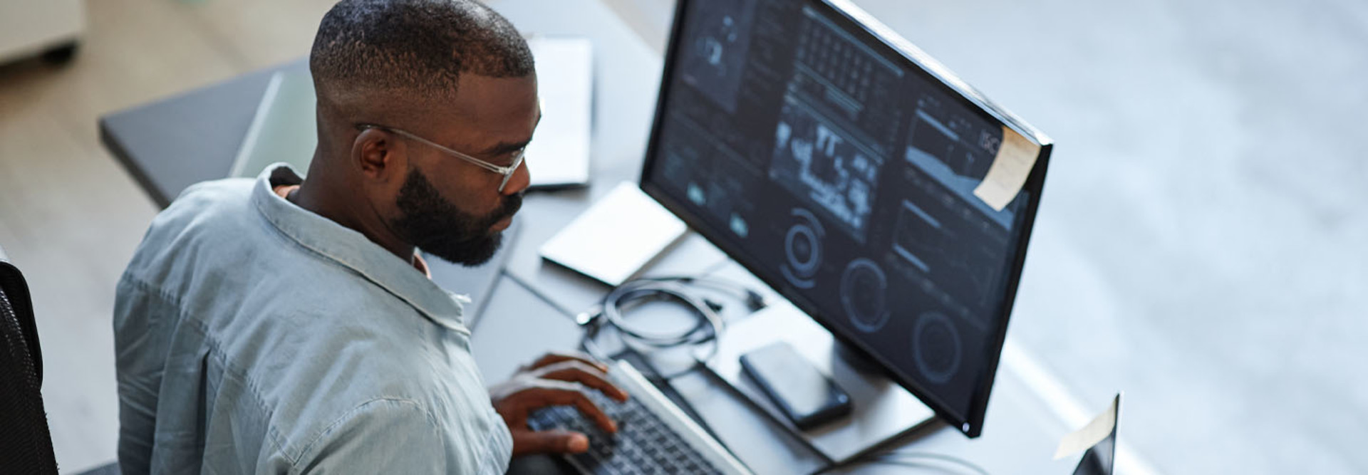 Software developer working in the office