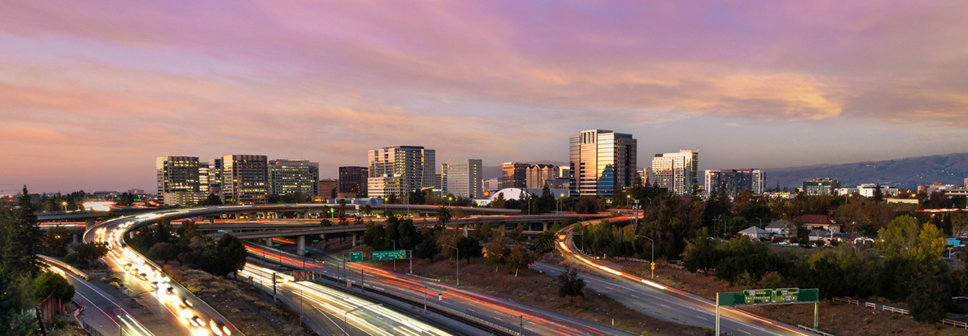 San Jose city skyline at dusk