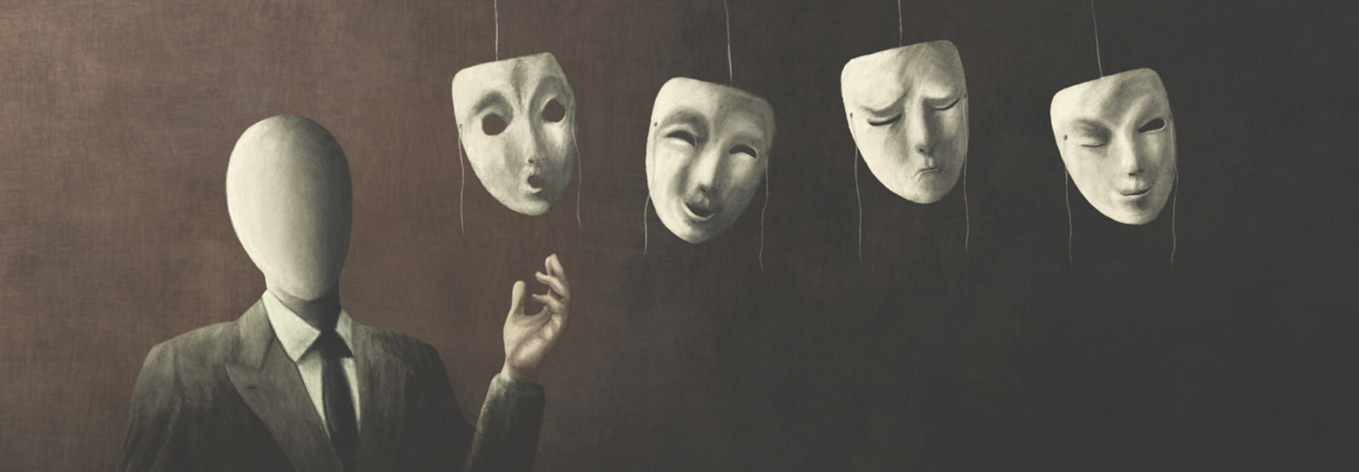 "Bad actors" conceptual image featuring multiple masks.