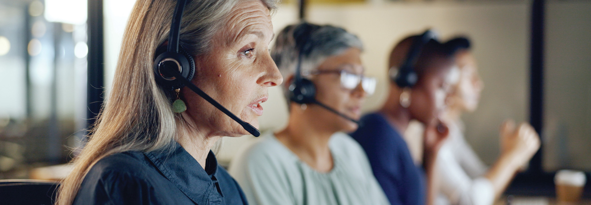 People using headset at the office