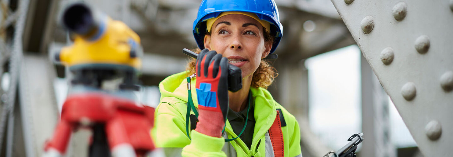 Surveyor using radio