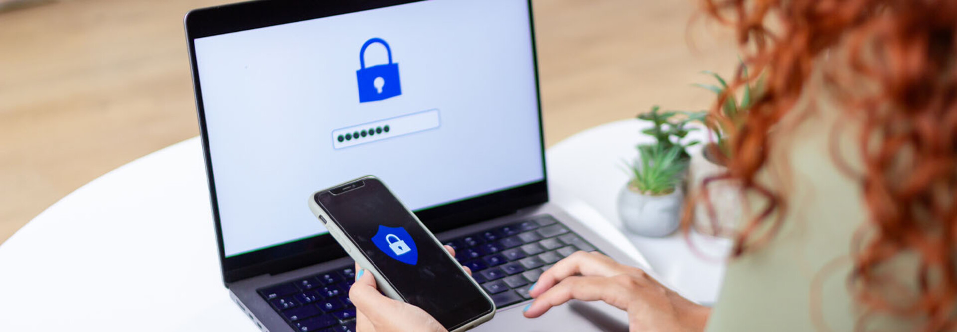 Person accessing computer with passcode