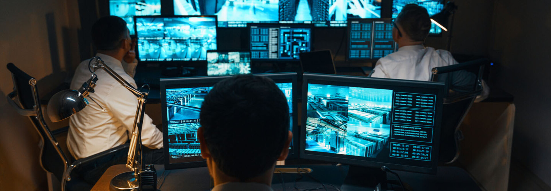 Guards in a security room
