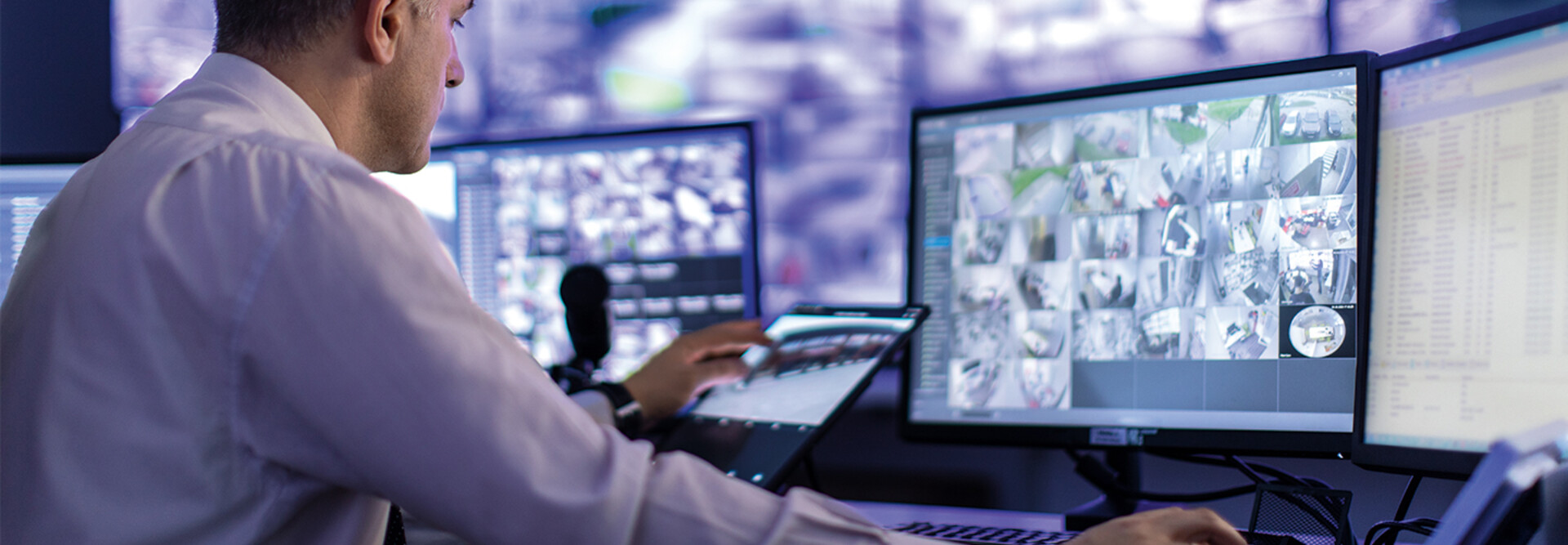 Man scanning through visual data 