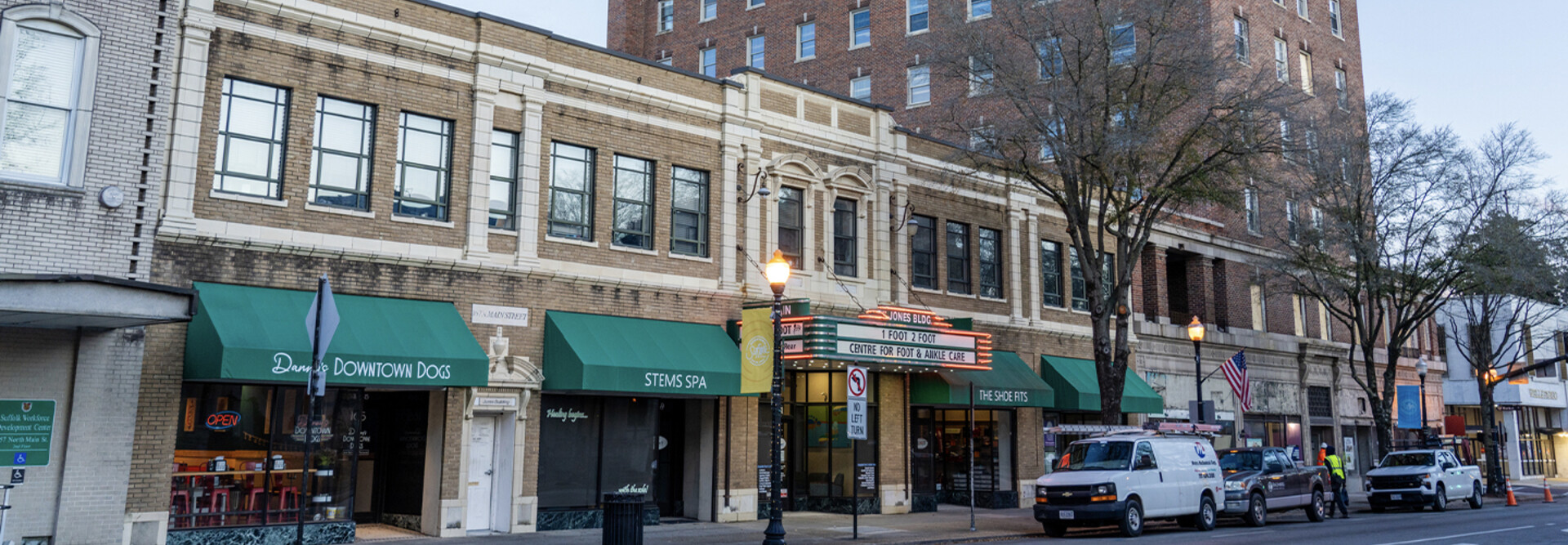 Buildings and Businesses in Downtown Suffolk Virginia