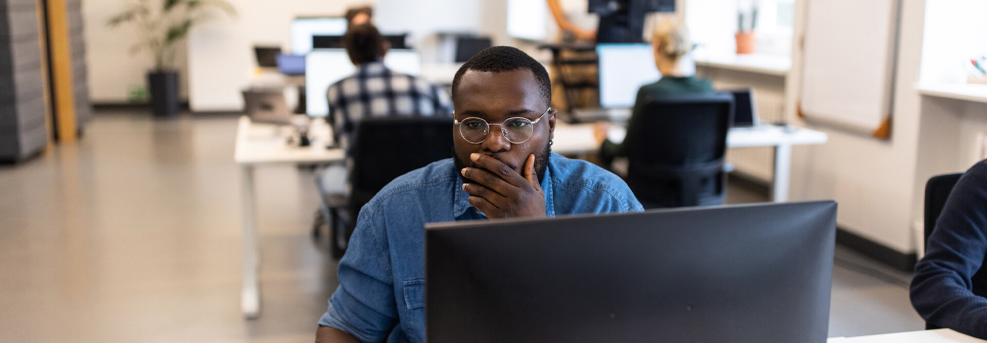 Person using computer at the office