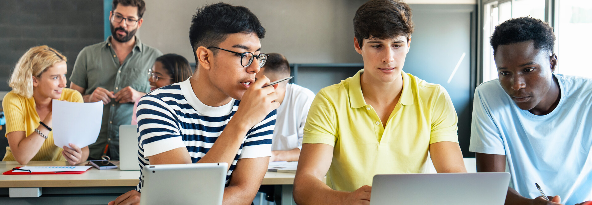 Students working on AI