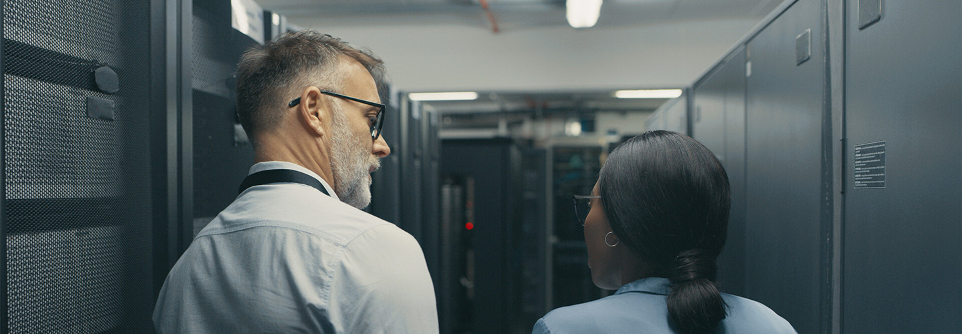 People in data center