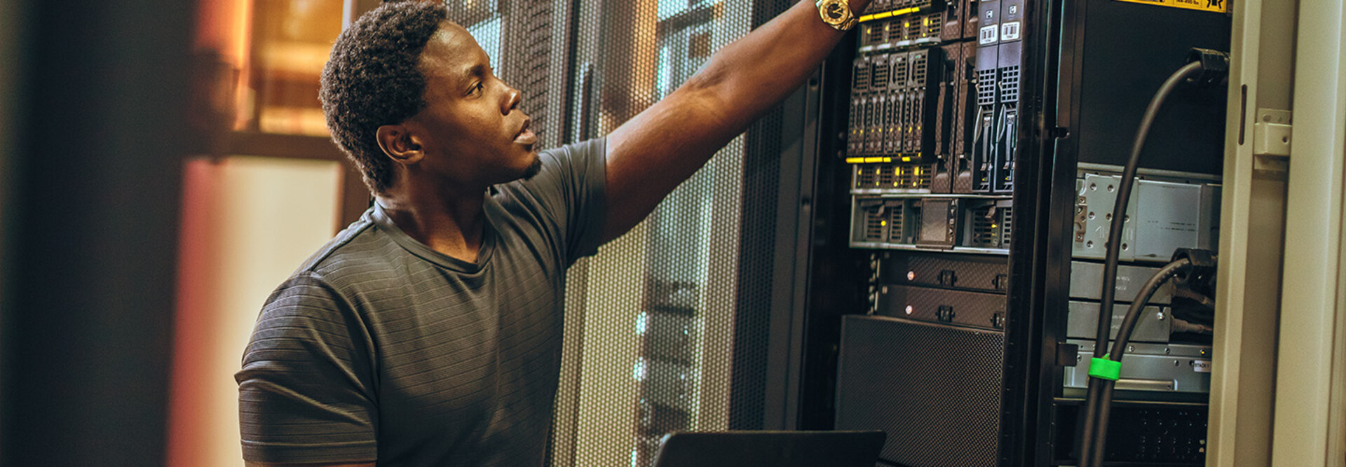 Engineer in data center