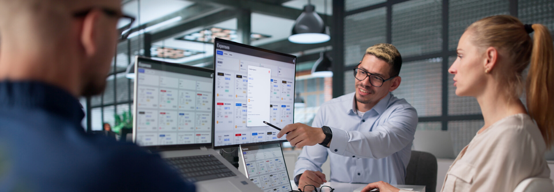 People reviewing data