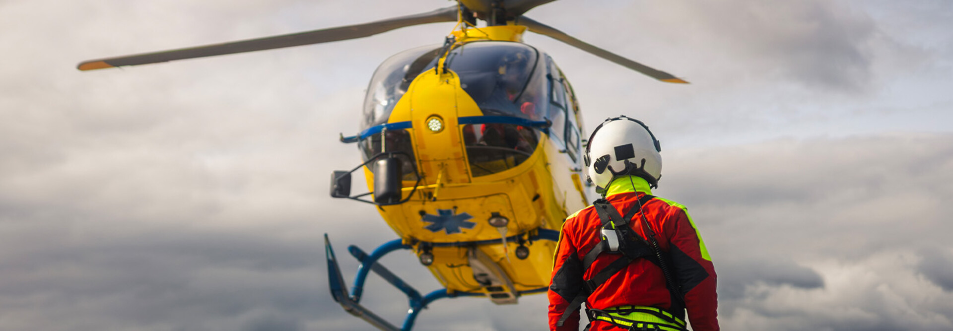 First responder near helicopter