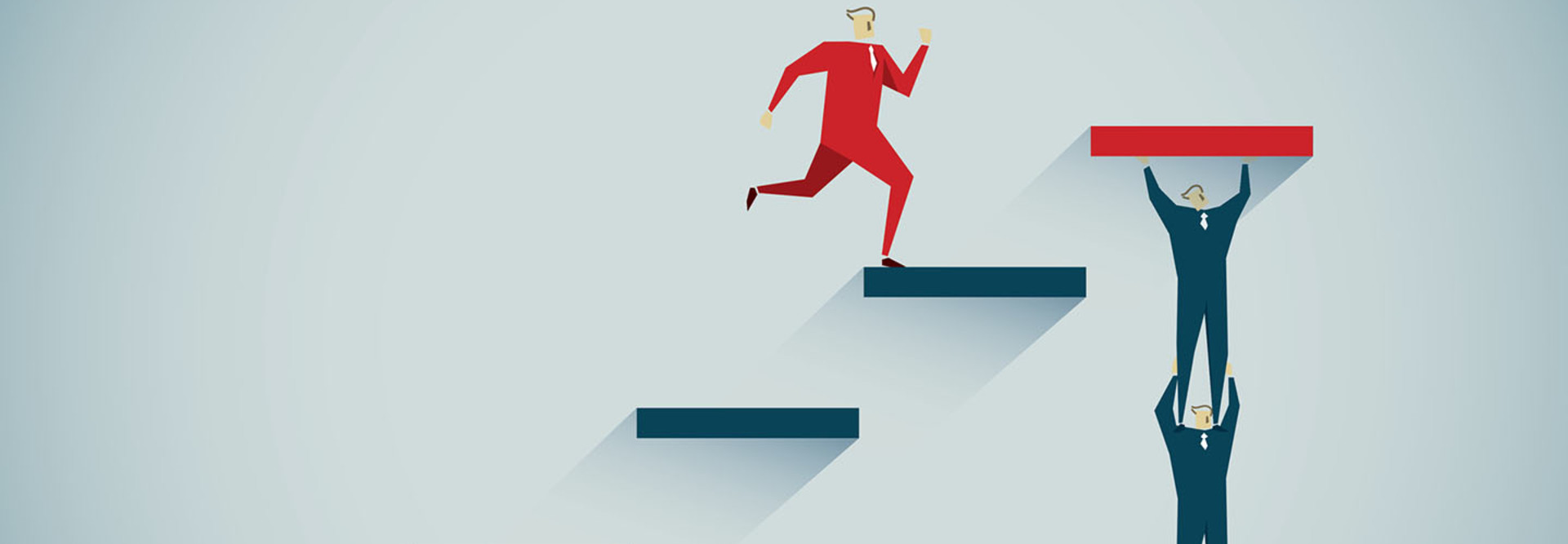 Man jumping on ladder illustration
