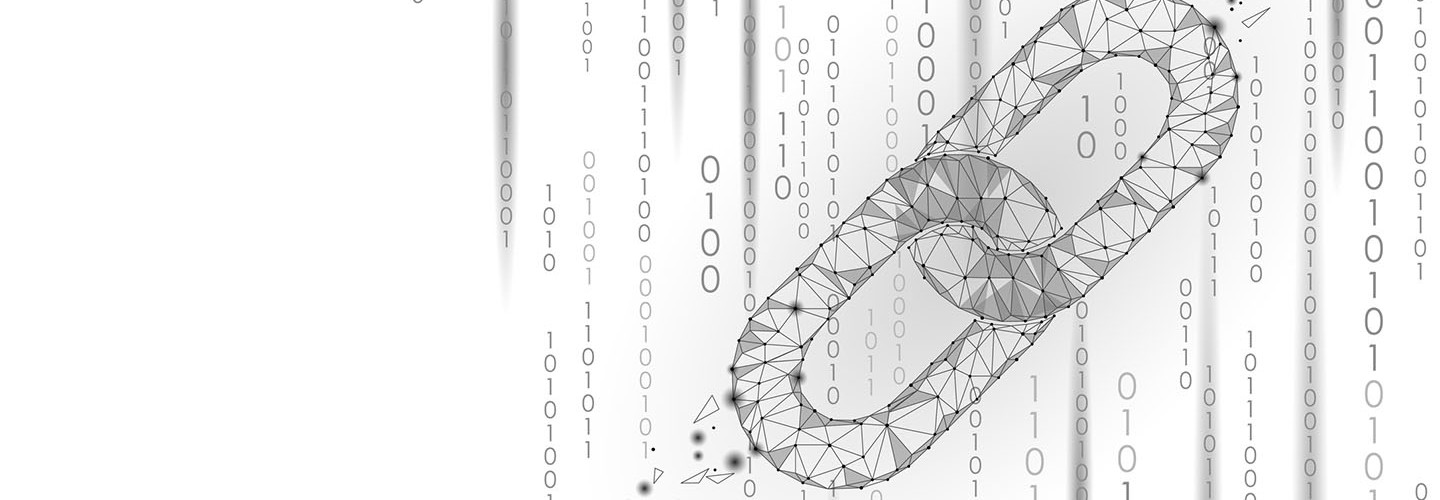 Chain links and binary code blockchain abstract