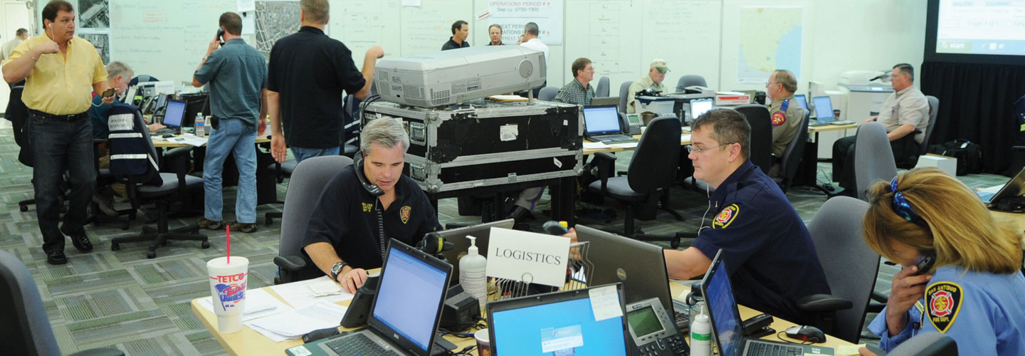 The City of San Antonio and Bexar County Emergency Operations Center bustles with activity in anticipation of Hurricane Ike.