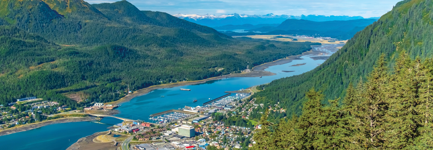 Aerial view of Juneau and the Gastineau Channel 
