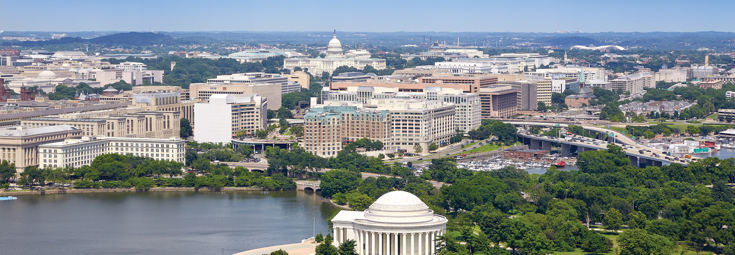 Aerial shot of Washington D.C. 