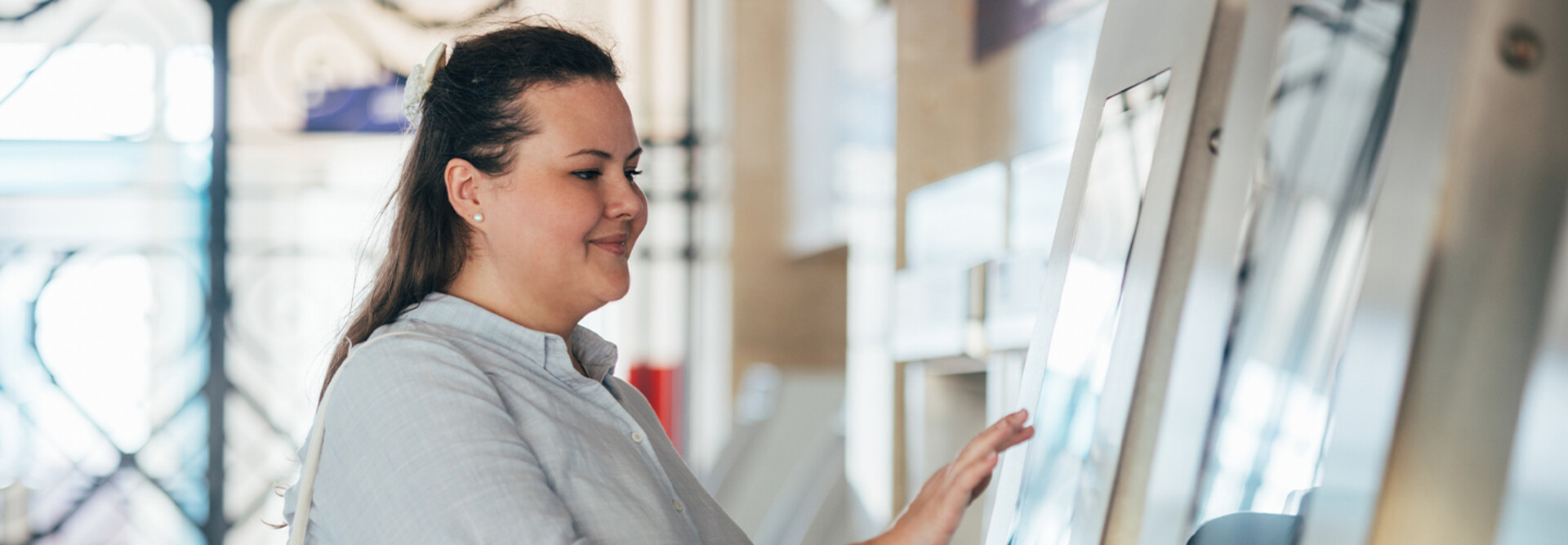 Person using interactive screen