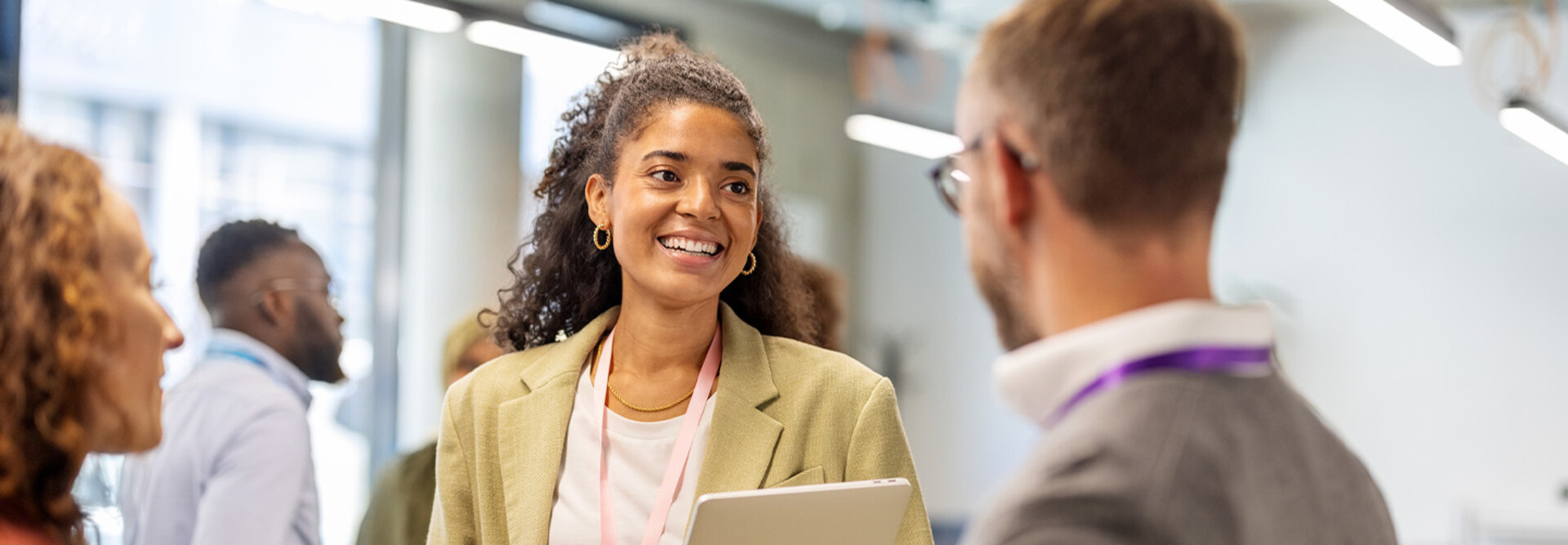 People talking at a conference