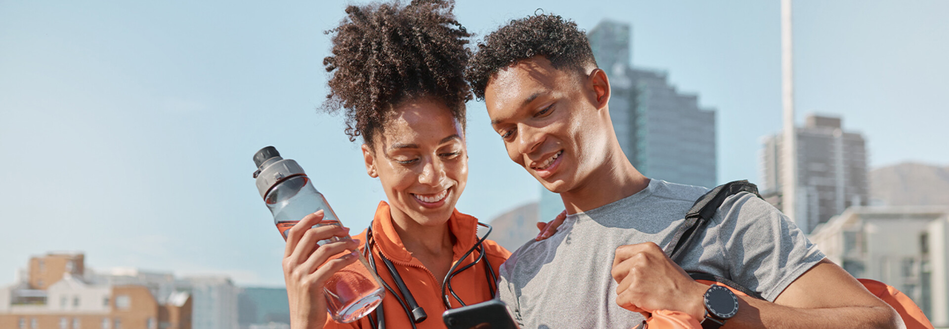 Couple looking at phone