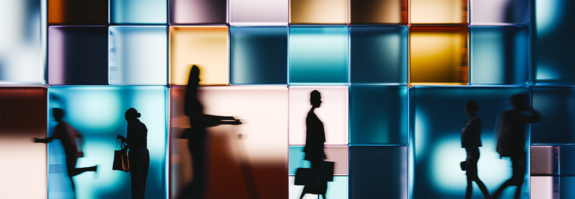 Building made of glowing cubes