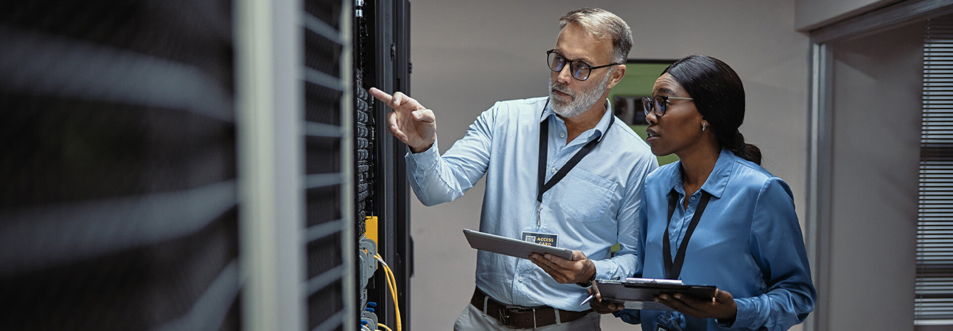 People working in data center