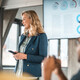 Employee giving a presentation at work